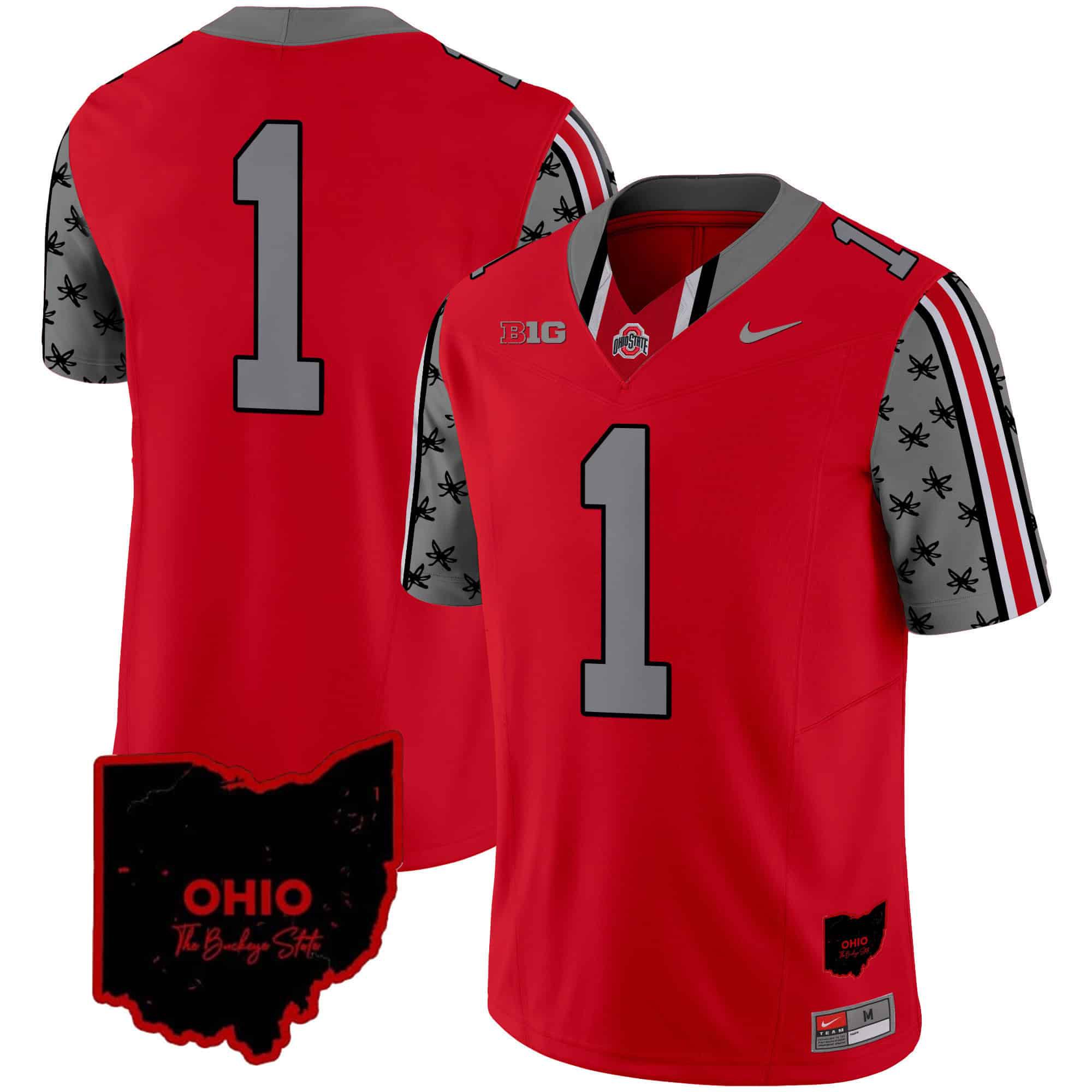 Men Ohio State Buckeyes #1 No Name Red 2024 Nike Home Patch Vapor Limited NCAA Jersey->indianapolis colts->NFL Jersey